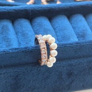 Elegant Pearl Stone DBL Ear Cuff - Rose Gold